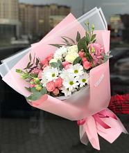 Букет цветов из:  Розы, Лизиантусы и Хризантемы в Большая Черниговка